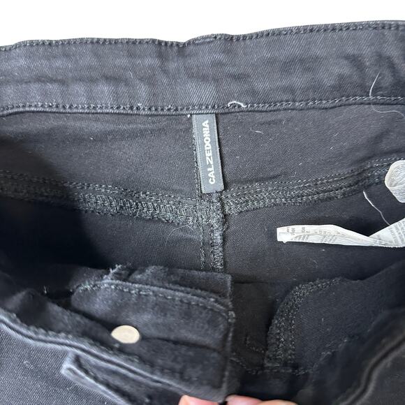 Calzedonia Black Jean Jeggings Skinny Fringe Ankle Jeans Medium - Picture 4 of 5